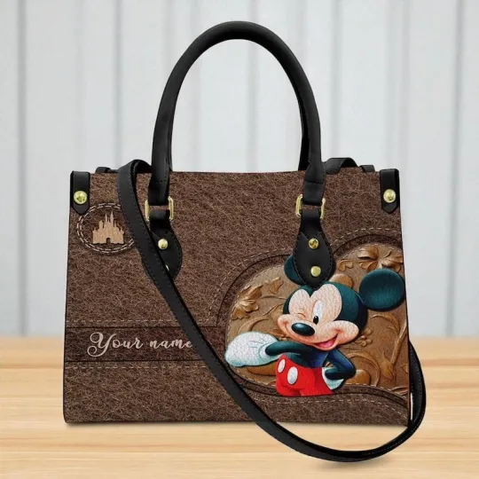 Discover Custom Mickey Mouse Disney Cartoon Leather Handbag, Mickey Lover's Handbag, Mick