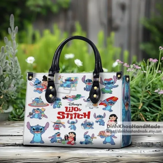 Discover Personalized Disney Lilo and Stitch Leather Handbag, Stitch Woman Handbag, Shoul