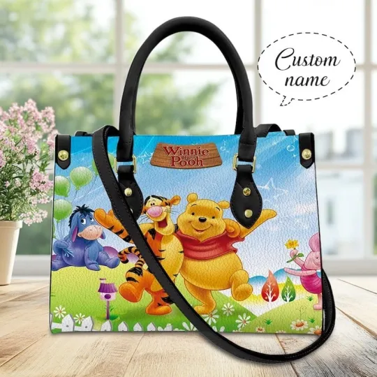 Discover Personalized Winnie The Pooh Leather Bag, Pooh Bear Bag, Disney Leather Crossbod