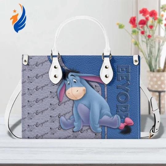 Discover Charming Winnie The Pooh Eeyore Leather Handbag for Women – Custom Handmade Bag