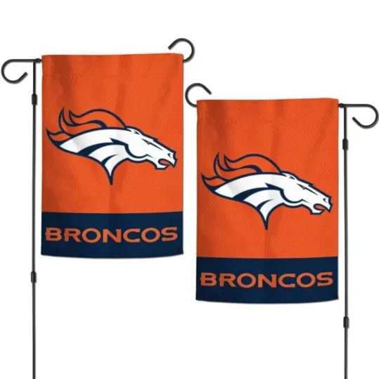 DENVER BRONCOS 2 SIDED APPLIQUE GARDEN FLAG 12.5"X18" football