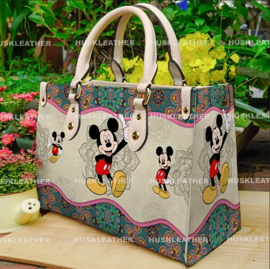 Discover Personalized Mickey Mouse Leather Handbag, Disney Mickey Lover Shoulder Bag Gift