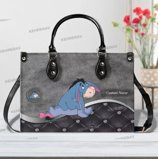 Discover Personalized Eeyore Leather Handbag, Disney Eeyore Lovers Shoulder Bag Gift