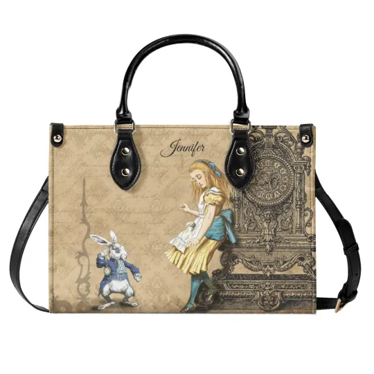Personalized Alice in Wonderland Leather Handbag, Alice's Adventure Bag Gift