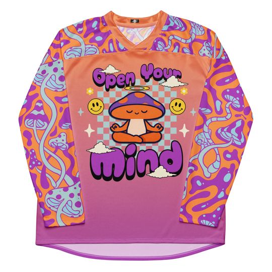 Discover Mushroom Rave Jersey Men's Hockey Shirt Long Sleeve Psychedelic Festival Clubwear