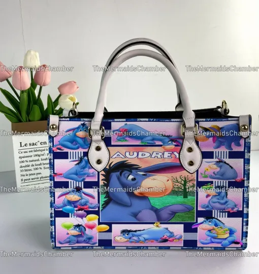 Discover Personalized Eeyore Leather Handbag, Disney Eeyore Lovers Shoulder Bag Gift