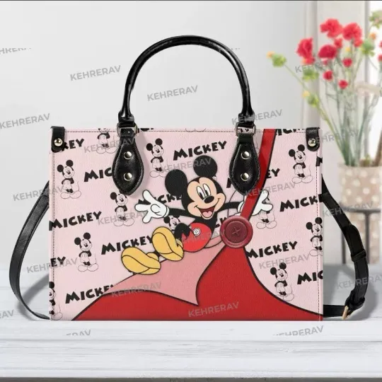 Discover Personalized Mickey Mouse Leather Handbag, Disney Mickey Lover Shoulder Bag Gift