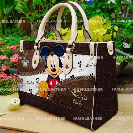 Discover Personalized Mickey Mouse Leather Handbag, Disney Mickey Lover Shoulder Bag Gift