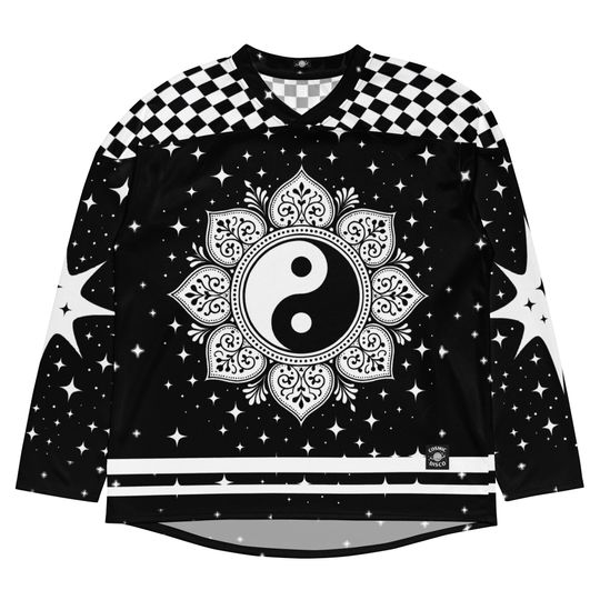 Discover Yin Yang Cosmic Hockey Jersey, Breathable Rave Festival Outfit