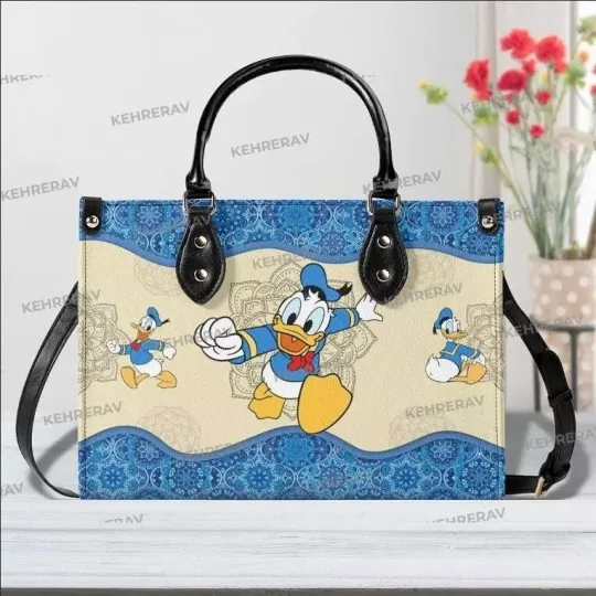 Discover Personalized Donald Duck Leather Handbag, Donald Duck Lovers Shoulder Bag Gift