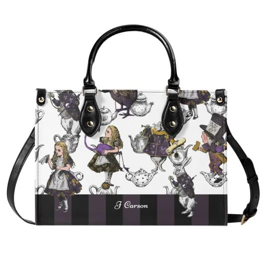 Personalized Alice in Wonderland Leather Handbag, Alice's Adventure Bag Gift