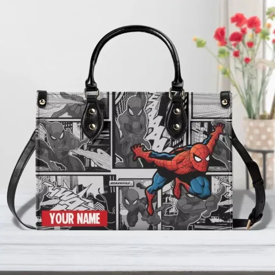 Discover Personalized Spider Man Leather Handbag, Marvel Superhero Shoulder Bag Gift