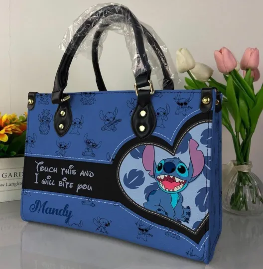 Discover Personalized Disney Stitch Leather Handbag, Lilo & Stitch Shoulder Bag Gift