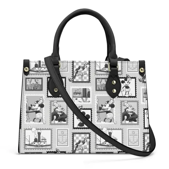 Discover Personalized Steamboat Willie Leather Handbag, Disney Mickey Shoulder Bag Gift