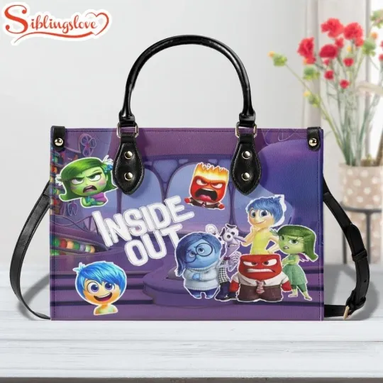 Personalized Inside Out Leather Handbag, It's Okay To Feel All The Feels Gift