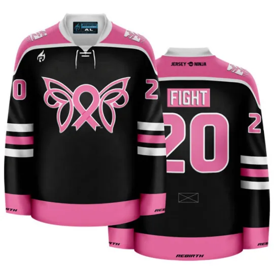 Discover Breast Cancer Awareness Butterfly Black Charity Hockey Jersey
