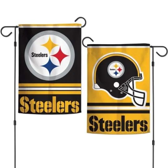 Discover Pittsburgh Steeler football Double Sided Garden Flag 12" X 18" Yard Banner