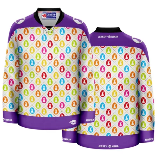 Discover Easter Dotted Rabbits Ugly Sweater Hockey Jersey