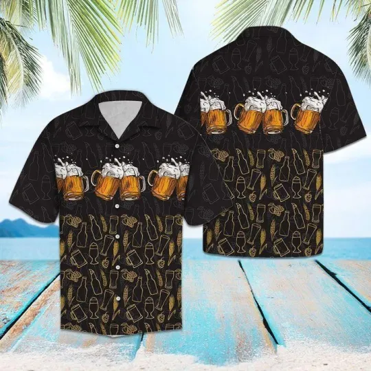 Discover Cheering On Vacation Hawaiian Shirt Men Summer Beach Retro Casual