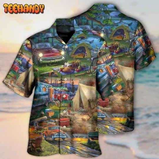 Discover Camping Happy Night With Caravans Hawaiian Shirt