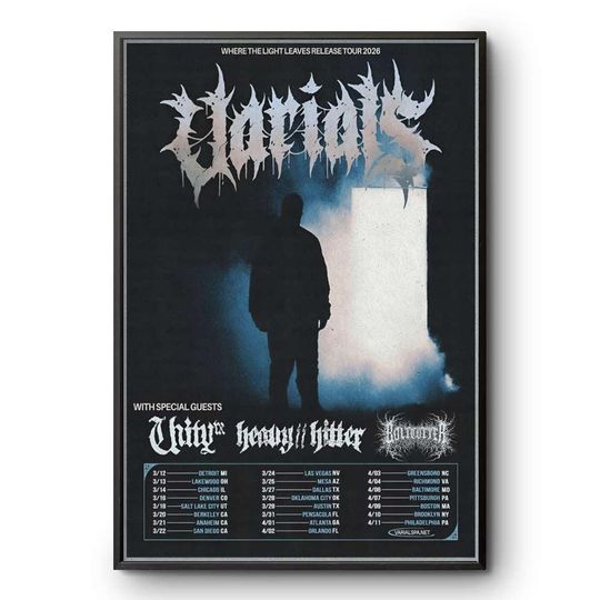 Discover Varials Where The Light Leaves Tour 2026 Metalcore Concert Poster Print