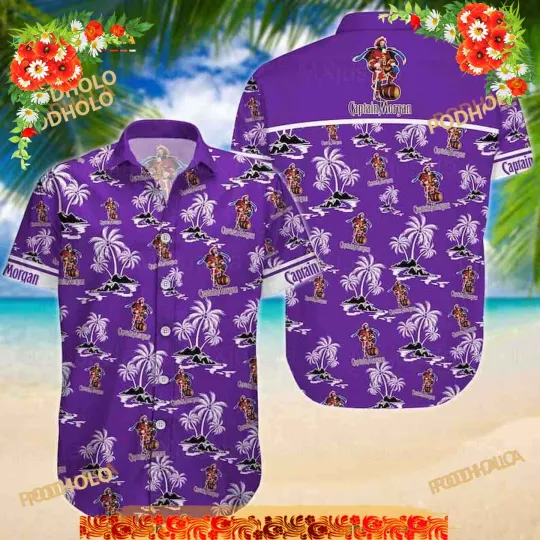 Discover Captain Morgan Hawaiian Shirt, Coconut Tree Pattern Gift For Beach Trip