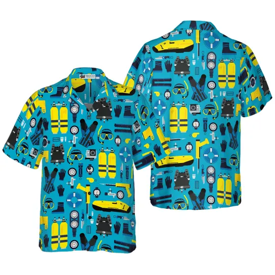 Discover Scuba Diving Gear Aloha Hawaiian Shirt For Summer Colorful Shirt For Men Women