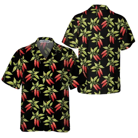 Discover Bushes Of Red Chili Peppers Hawaiian Shirt Funny Red Pepper Shirt For