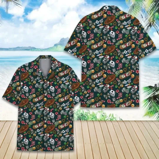 Discover Casino Poker Hawaiian Shirt Vegas Gambling Aloha Outfit for Adults and Kids