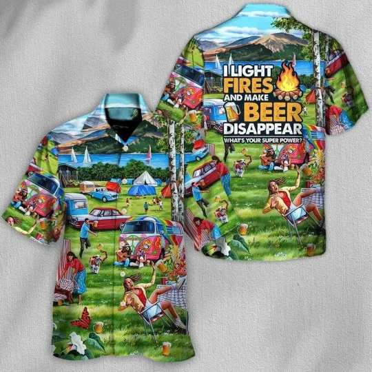 Discover Camping Hawaiian Shirt Camping Make Beer Disappear Hawaiian Shirt For Summer Cam