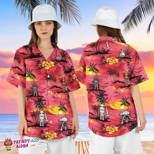 Discover Disney Star Wars Sunset Palm Vader Stormtrooper Hawaiian Shirt For Family Trip