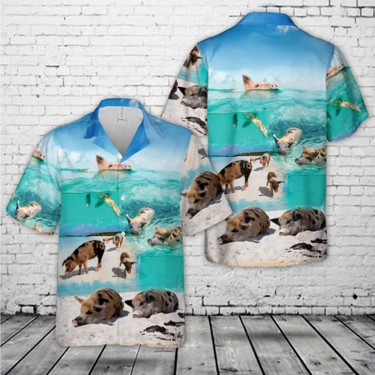 Discover Exuma Cays Bahamas Pigs Hawaiian Shirt