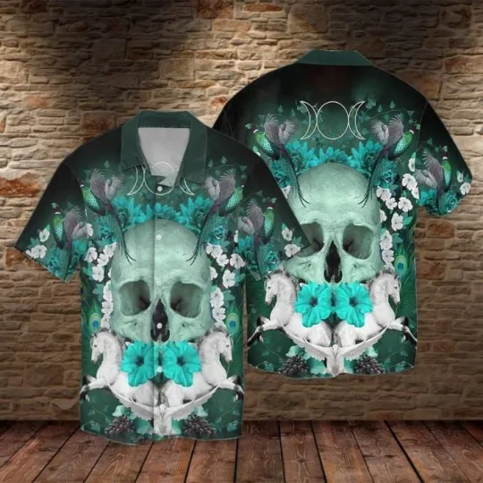 Discover Skull Hummingbird Hawaiian Shirt