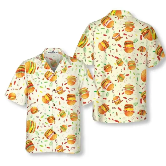 Discover Vibrant American Hamburger Hawaiian Shirt Funny Burger Shirt For
