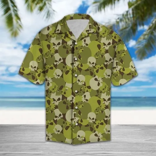 Discover Amazing Camouflage Of Skull Hawaiian Shirt Summer Button Up