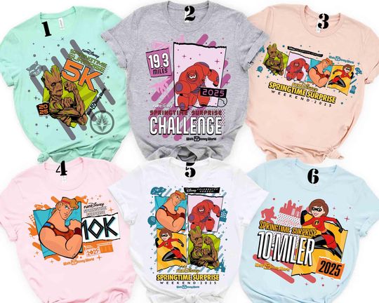 Discover runDisney Springtime Surprise Weekend 2026 Shirt, Hercules Groot The Incredible Baymax 5K 10K Running Tee, runDisney WDW Marathon 2026 Shirt