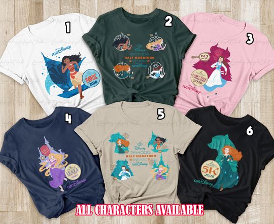 Discover Princess Half Marathon Weekend 2026 Shirt, Disney Fairy Tales Challenge Shirt, Merida Belle Moana Rapunzel, Epcot Magical Race Girls Outfits