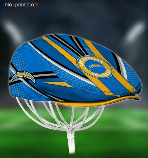 Discover Los Angeles Team Charger*s Jeff Cap Newsboy Cap Flat Golf Driving Hat for Men