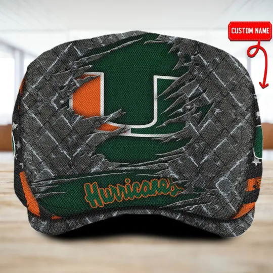 Discover Mia*mi Team Hurricane*s Jeff Cap NC*AA Golf Cap NCA*A Driving Cap Newsboy Cap