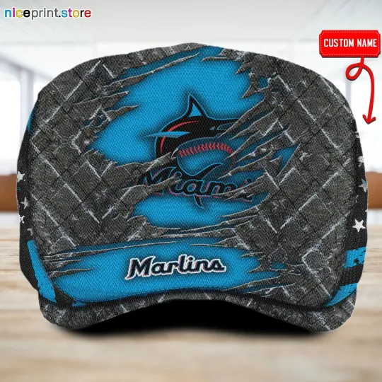 Discover Miami Team Marlins Jeff Cap Custom Jeff Cap Driving Cap Golf Cap