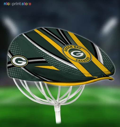 Discover Green*Bay Team Packer*s  Jeff Cap Newsboy Cap Flat Golf Driving Hat for Men