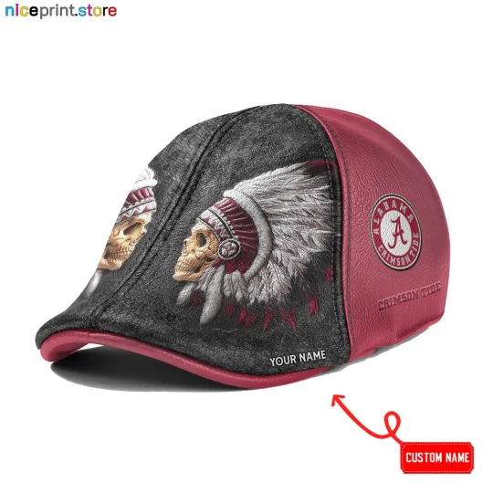 Discover Leather Cap Albm Team Crimson Tide Ivy Cap NCAA 6pannel Hat Flat Cap