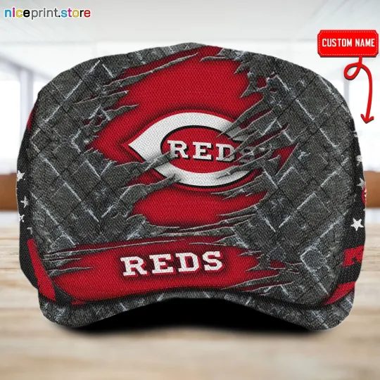 Discover Cincinnati Team Reds Jeff Cap  Custom Jeff Cap Driving Cap Golf Cap Flat Cap