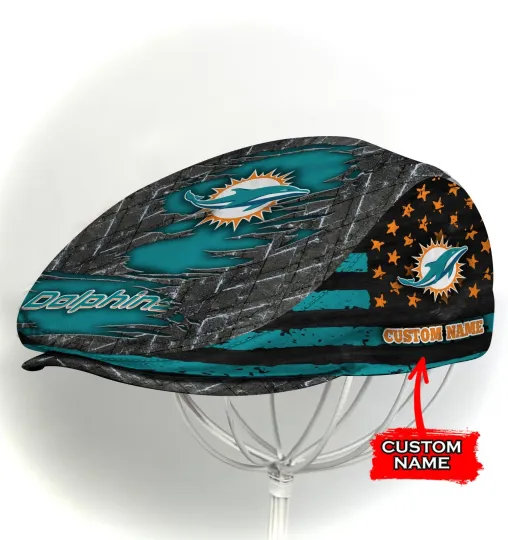 Discover Mia*mi Team Dolphin*s Jeff Cap Newsboy Cap Flat Golf Driving Hat for Men