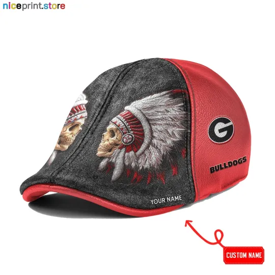 Discover Leather Cap Georgia Team Bulldogs Ivy Cap NCAA 6pannel Hat Flat Cap Driver