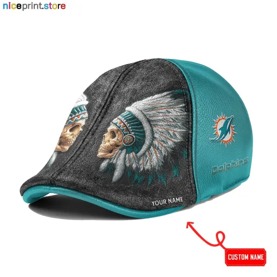Leather Cap Miami Team Dolphins Ivy Cap football 6pannel Hat Golf Cap football Flat Cap