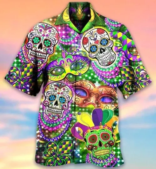 Discover Skull Hippie 1 Print Hawaiian Shirt