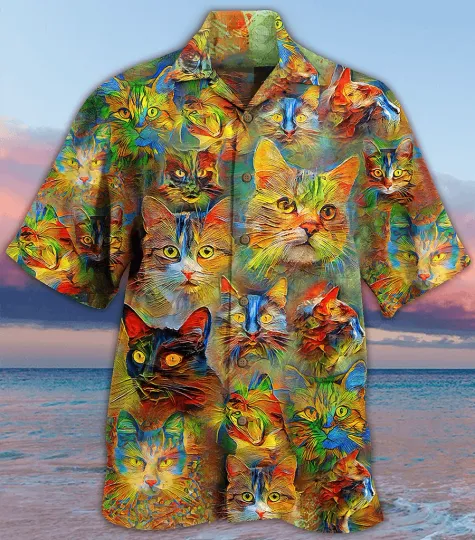 Discover Cat Hawaiian Shirt For Summer Funny Cat Best Cool Cat Hawaiian Shirts Outfit For