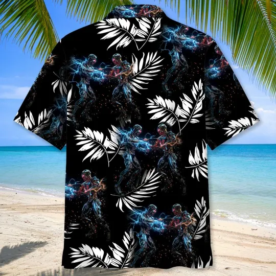 Discover Floral Robotic Hawaiian Shirt, Short Sleeve Unisex, Beach Shirt, for Vacation