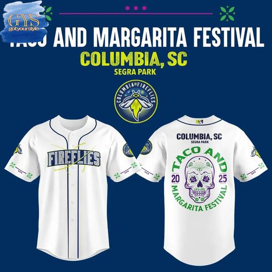 Columbia Fireflies Taco And Margarita Festival Limited Edition Baseball Jersey